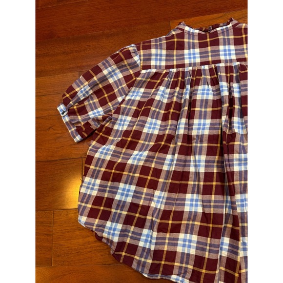 Rag & Bone Plaid Shirt Ruffle Neck Accordion Pleated Back Preppy | Womens Medium - Picture 13 of 14